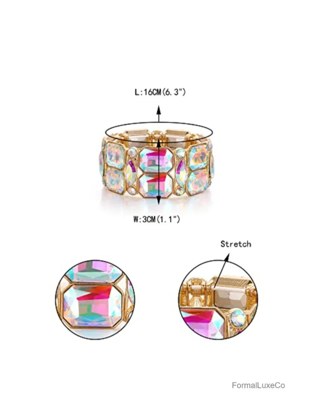 Art Deco Vintage Crystal Stretch Bracelet for Women Party Prom Gift